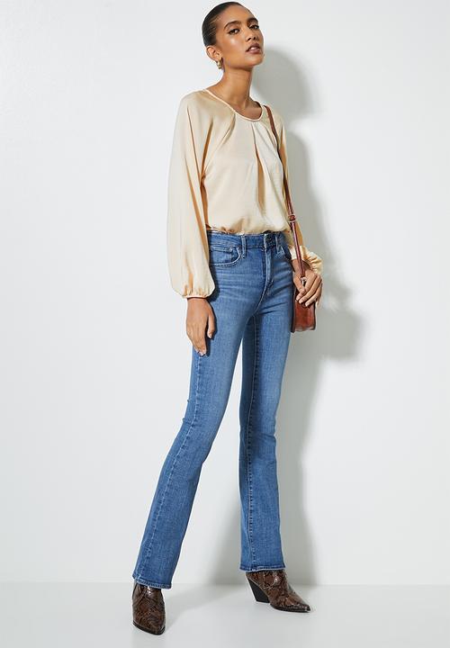 VELVET - Satin inverted pleated combo bodysuit - beige