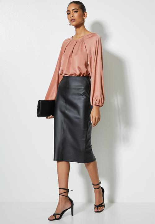 VELVET - Satin inverted pleated combo bodysuit - desert rose