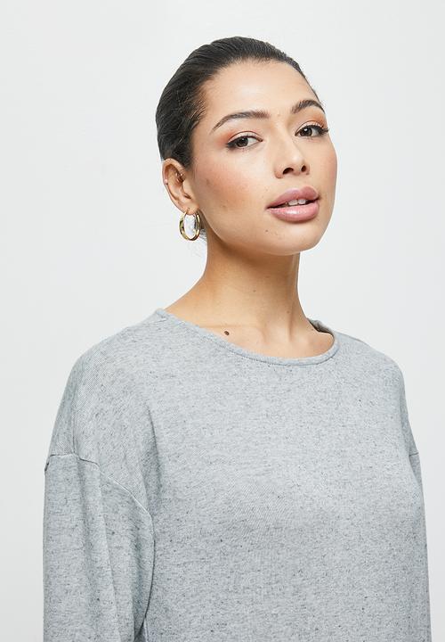 edit - Longline linen texture tee - grey 
