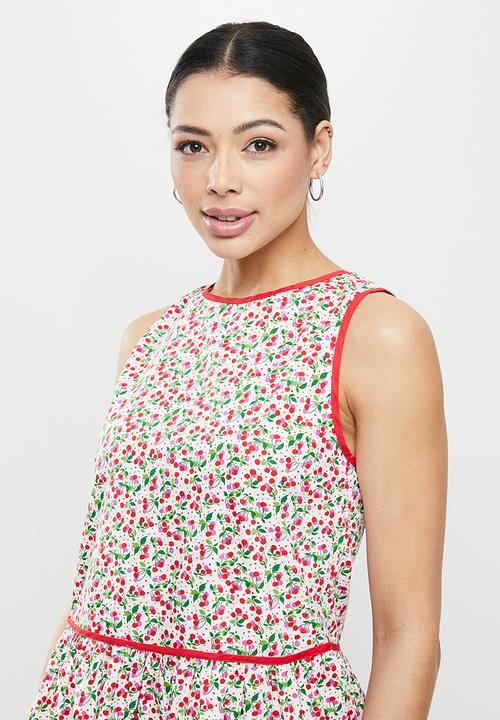Glamorous - High neck open back - red & green 