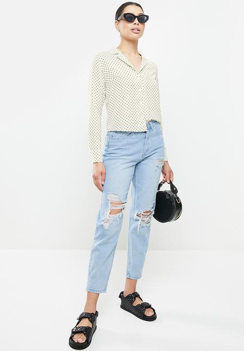 Glamorous - Triangles button front shirt - neutral & black 