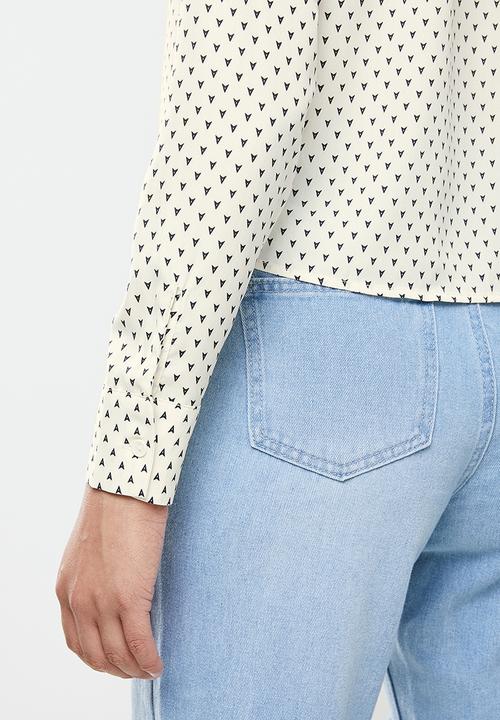 Glamorous - Triangles button front shirt - neutral & black 