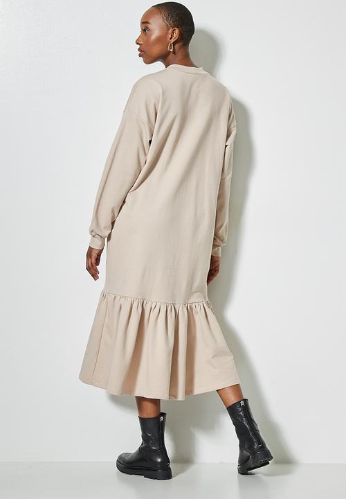 Superbalist - Cosy dropped waist dress with tier  - stone