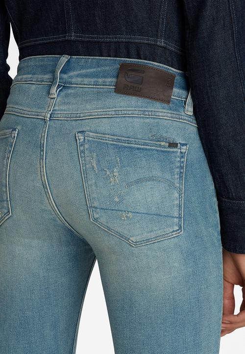 G-STAR - 3301 Mid skinny - vintage cool aqua destroyed