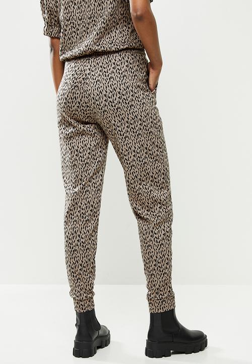 Me&B - Animal elasticated jacquard pant - taupe 