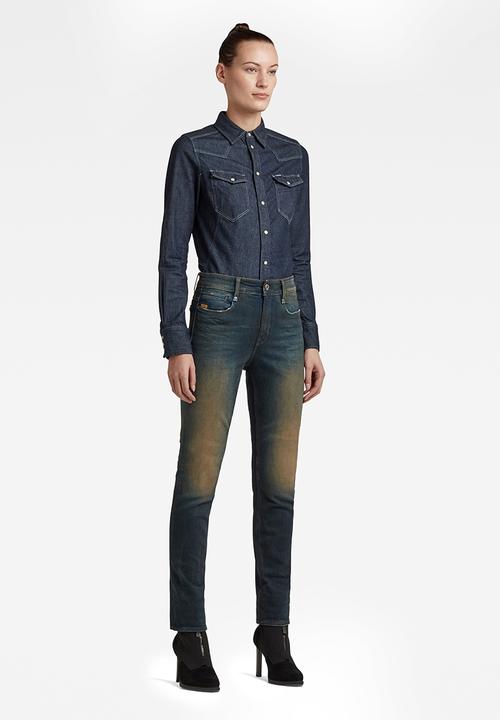 G-STAR - Noxer high straight jeans - antic blight green