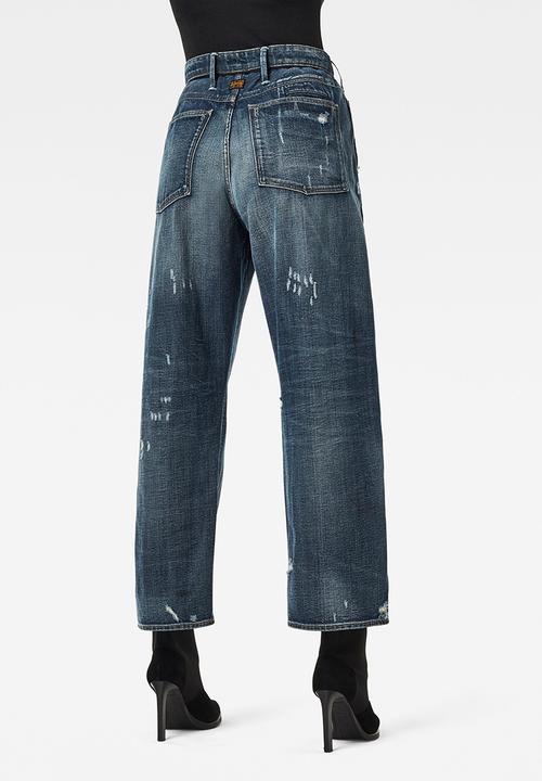 G-STAR - Lintell high dad jeans  - antic faded tarnish blue destroyed