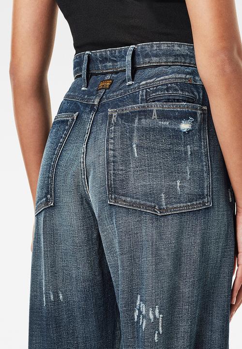 G-STAR - Lintell high dad jeans  - antic faded tarnish blue destroyed