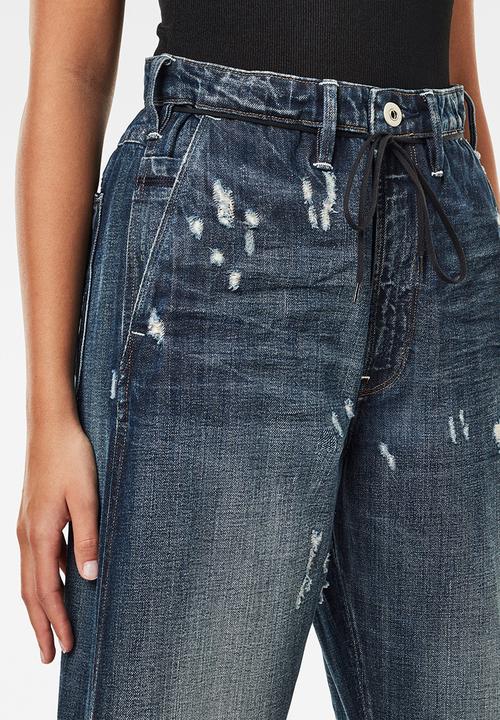G-STAR - Lintell high dad jeans  - antic faded tarnish blue destroyed