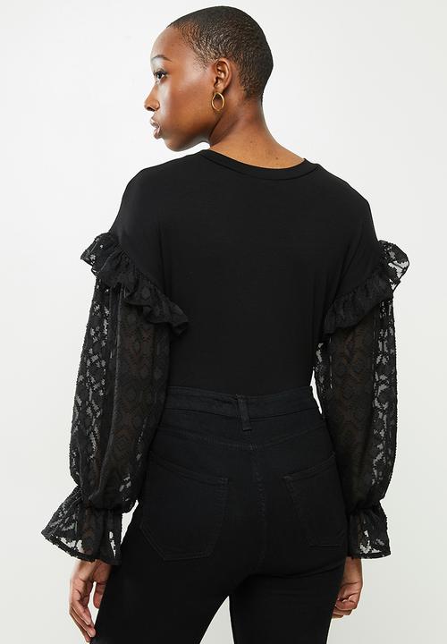 Me&B - Combo tee with textured - black