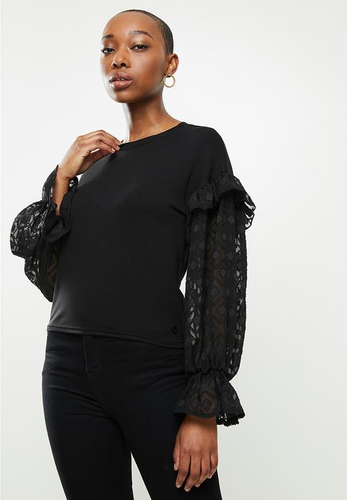 Me&B - Combo tee with textured - black