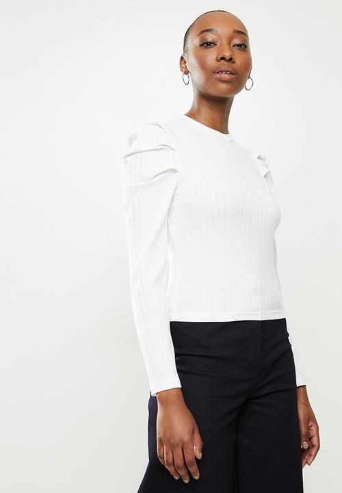 Me&B - The pleated sleeve tee - white