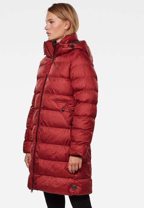 G-STAR - Whistler hooded slim long coat - dry red