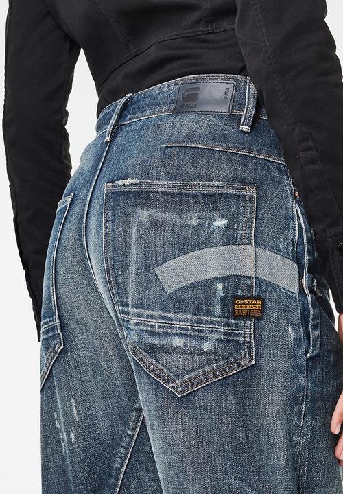 G-STAR - C-staq 3d boyfriend crop jeans - antic faded tarnish blue destroyed