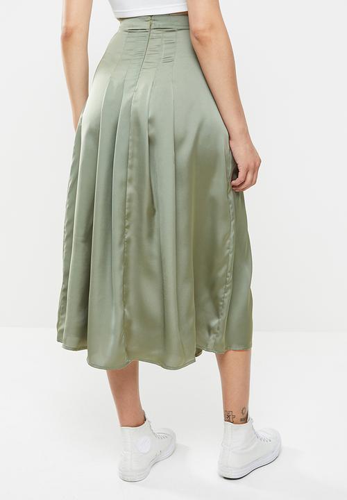 Glamorous - High waisted side split skirt - khaki