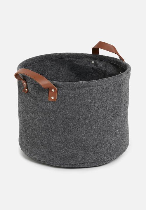 Bathroom Solutions - Felt round basket - charcoal