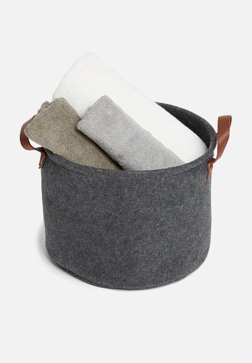 Bathroom Solutions - Felt round basket - charcoal