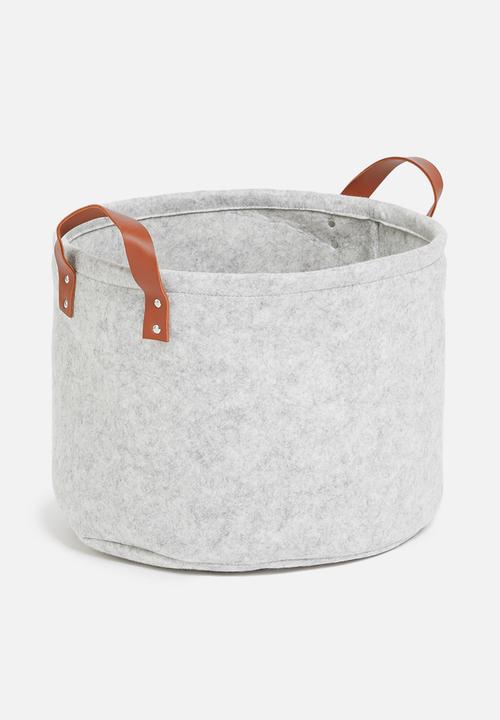 Bathroom Solutions - Felt round storage basket - light grey