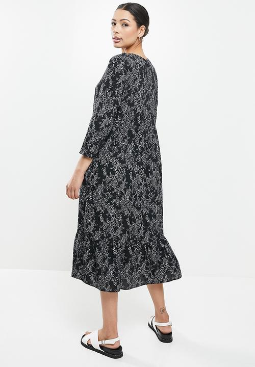 Glamorous - Tiered midi dress - black 