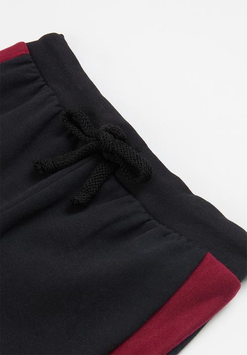 Pop Candy - Younger boys colour block sweat set - maroon/black