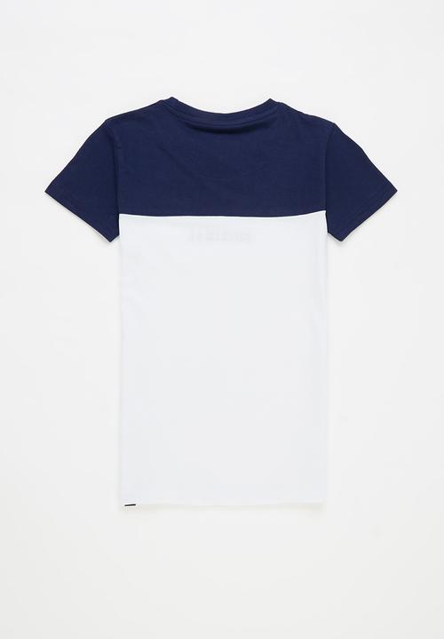 Aca Joe - Big-boys colour block tee - navy & white