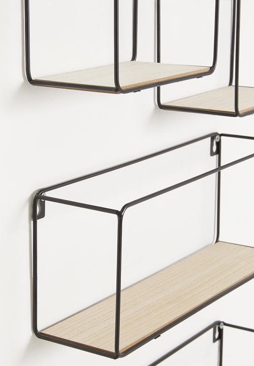 H&S - Wall rack set of 4 - black & natural