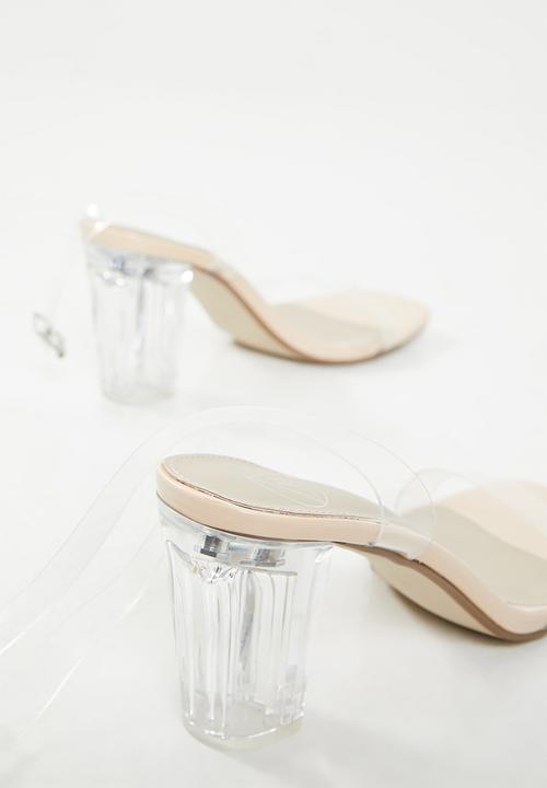 Missguided - Mid clear heel block heel - nude