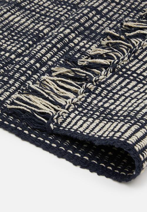 Bathroom Solutions - Cotton bath mat with fringes - blue