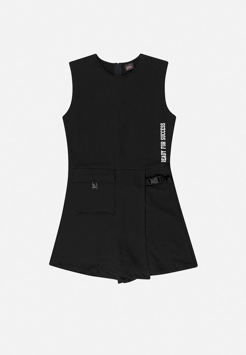 Gloss - Girls sweat playsuit - black