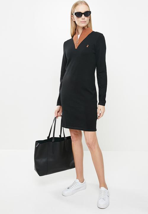 POLO - Eliana chevron dress - black