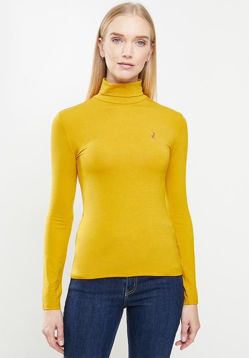 POLO - Brixton long sleeve second skin polo tee - mustard