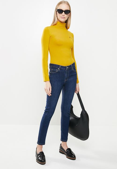 POLO - Brixton long sleeve second skin polo tee - mustard