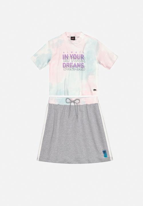 Gloss - Girls dreams tee & skirt set - light blue & grey 
