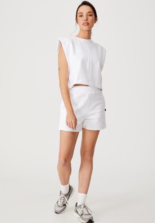 Cotton On - Padded shoulder fleece tank - white