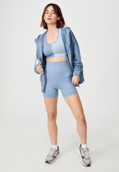 Cotton On - Panelled zip through hoodie - copen blue