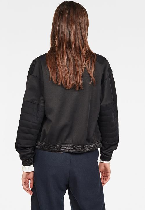 G-STAR - Beetle quilt zip long sleeve sweat jacket - black