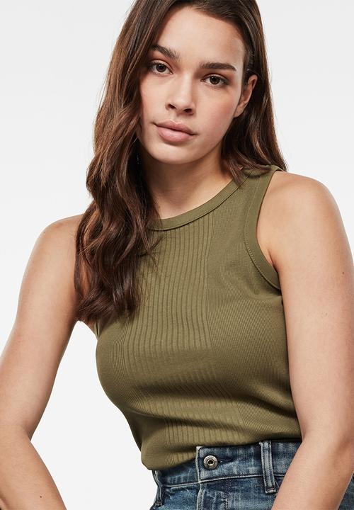 G-STAR - Rib slim tanktop - sage
