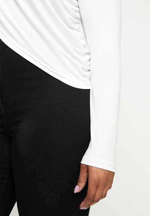 Me&B - Plus cropped wrap top - white