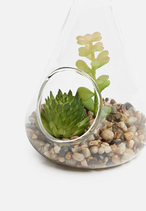 H&S - Natural stones glass pot 4 - green