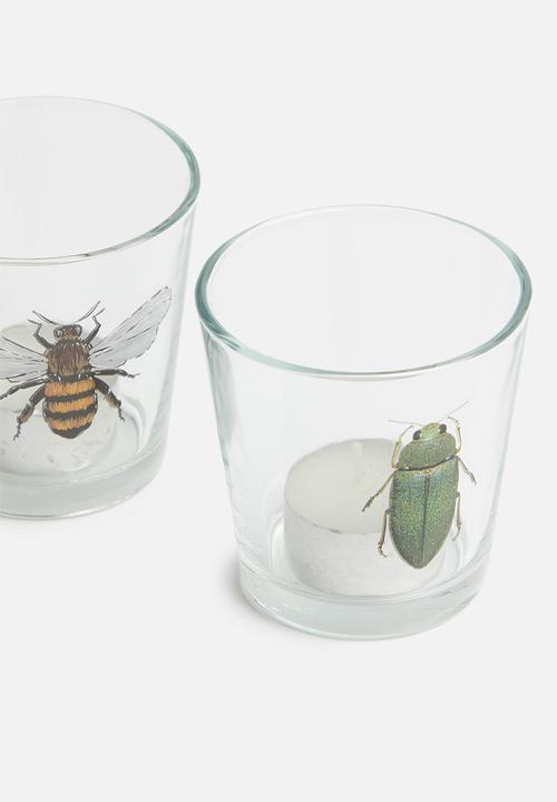 H&S - Bug tealight holder set of 2 - bee & green beetle