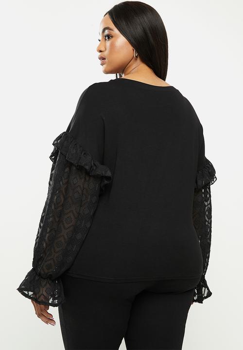 Me&B - Plus combo tee with textured - black
