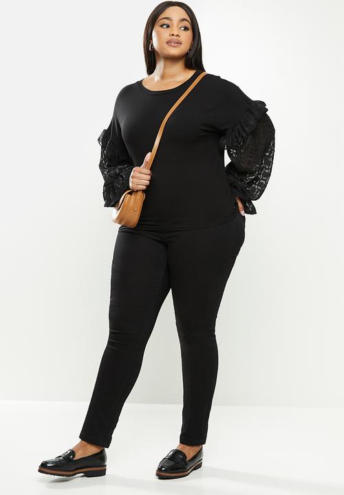 Me&B - Plus combo tee with textured - black