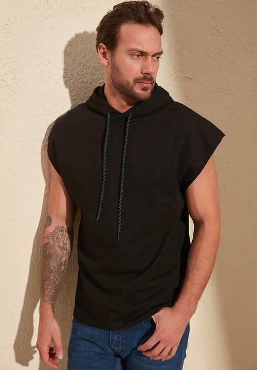 Trendyol - Hooded fleece tanktop - black
