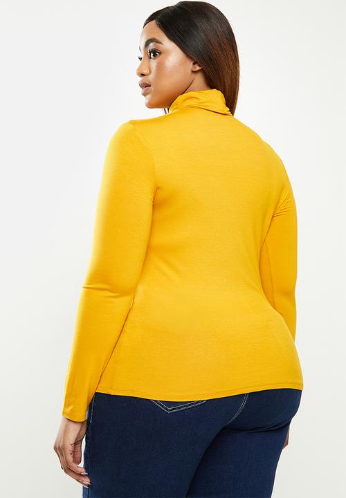 POLO - Plus brixton long sleeve second skin polo tee - mustard