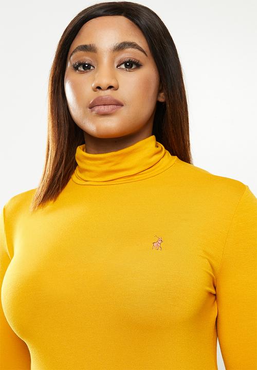 POLO - Plus brixton long sleeve second skin polo tee - mustard