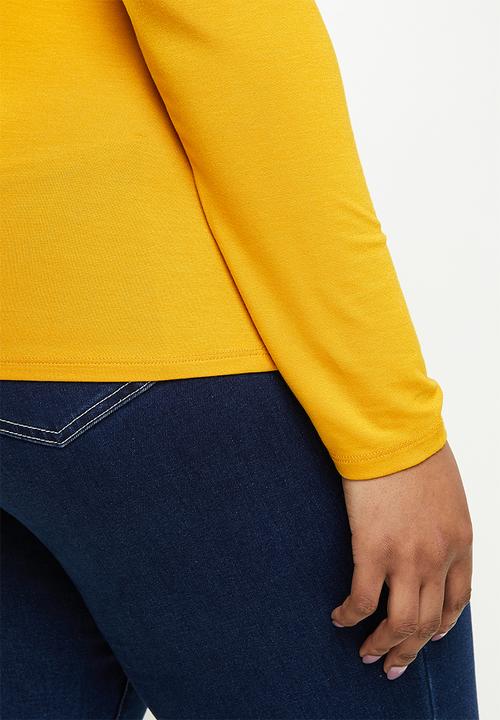 POLO - Plus brixton long sleeve second skin polo tee - mustard