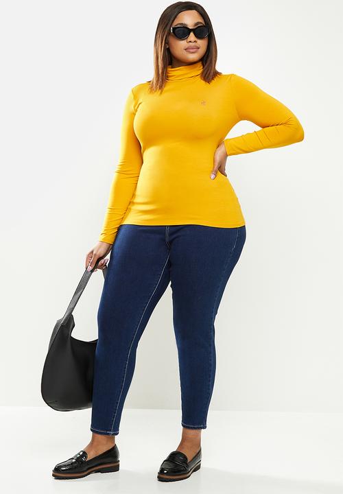 POLO - Plus brixton long sleeve second skin polo tee - mustard