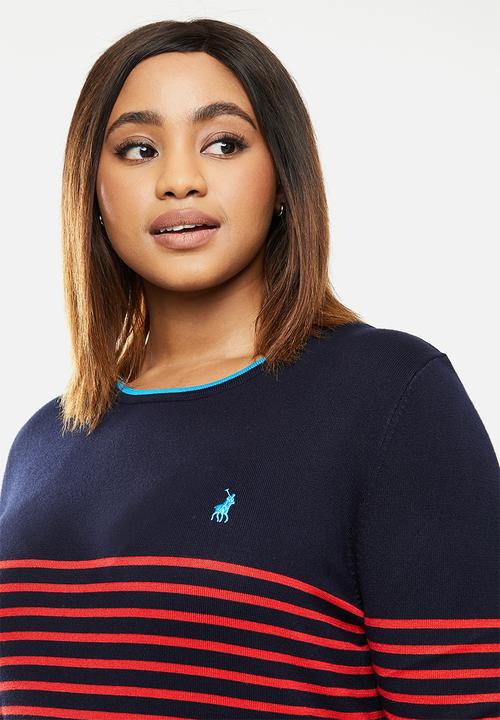 POLO - Plus Elena breton stripe sweater - navy & red 