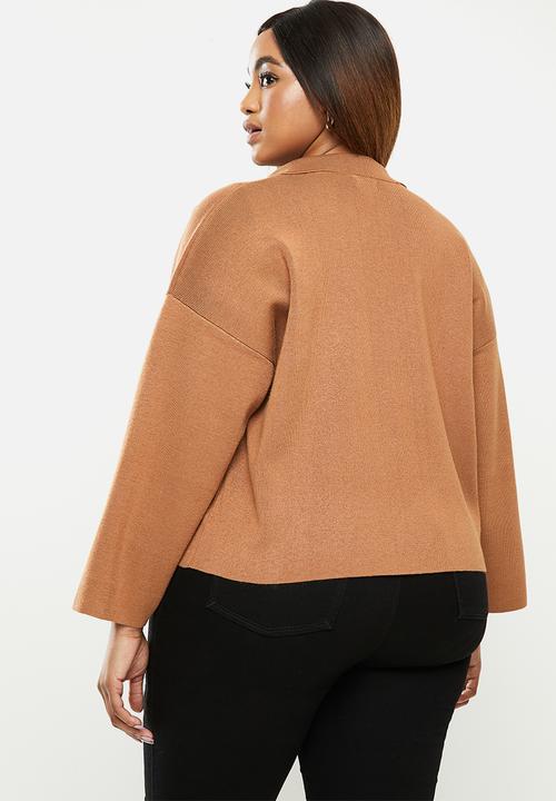 POLO - Plus Hillary cropped relaxed knit jacket - camel