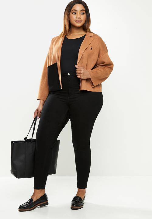 POLO - Plus Hillary cropped relaxed knit jacket - camel